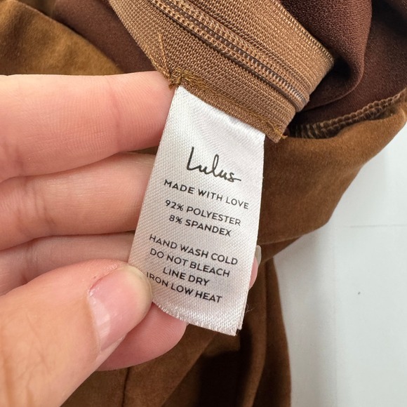 Lulus Pants Womens Medium Brown‎ Dear Friends Vegan Suede High Waisted Zip Ankle - Picture 5 of 9